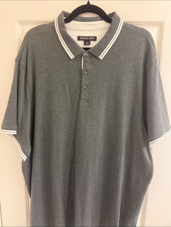 Michael Kors Other - Michael Kors Men's Heather Gray Polo with White-Trim Collar